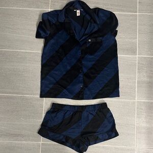 Victoria's Secret Pajama Set - Navy and Black Stripes